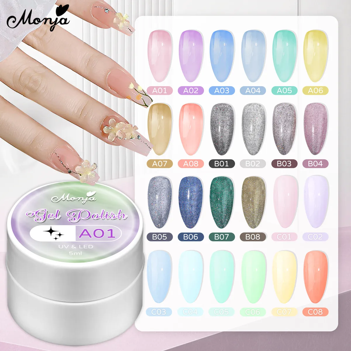 

Monja 24Colors 5ML Translucent Cream Nail Art Polish Gel Paint Diamond Gel DIY Painting Soak Off Nail UV Gel Manicure Smear Tool