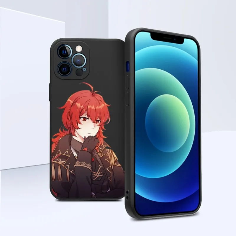 Ударопрочный чехол Genshin для телефона IPhone 14 11 12 13 Pro Max X XR XS Max 6 6S 7 8 Plus SE 2022, чехол для телефона с жидкостью квадратной формы