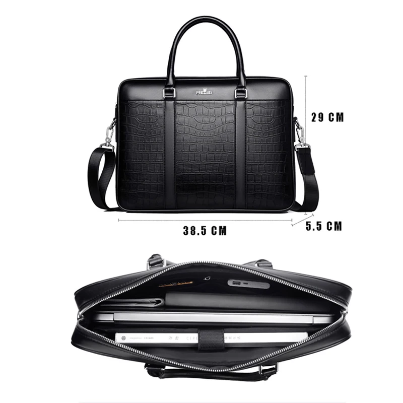 Men's Brand Crocodile Pattern Briefcases Fashion PU Leather Handbag Business Office Laptop Shoulder bag Male Messenger Bags