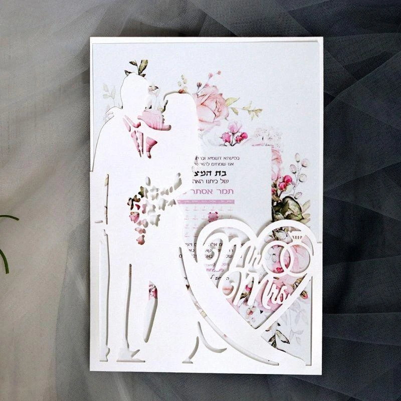 Фото 20шт/сет CUT MR & MRS Wedding Invitation Card Card Card Brida №2
