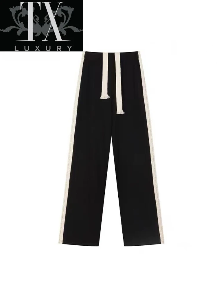

2022 New Fashion Women Loose Casual Baggy Black Long Trouser Wide Leg Pants Sports Ins Retro Streetwear Sweatpants Design Tide
