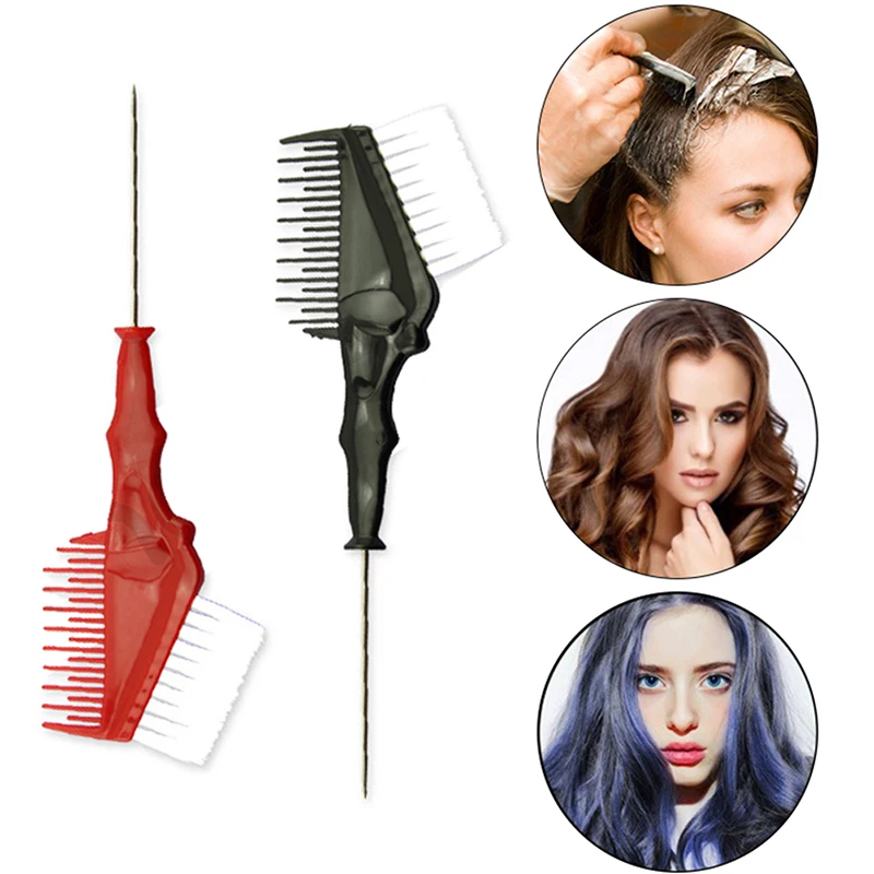 

1PC Metal Tail Tip Hair Coloring Comb Double Use With Soft Nylon Hair Salon Hair Dye Brush For Hairdressing Styling Tool