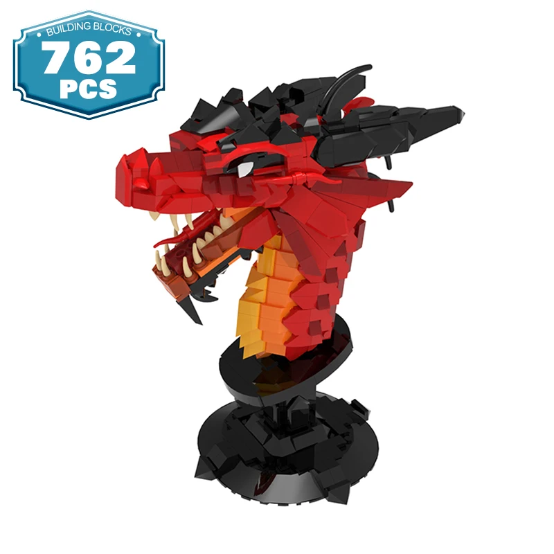 

MOC Arknights Dragon Head Anime Game Action Figure Building Blocks Chinese Dragon Head Zodiac Construction Assembling Toy Gift