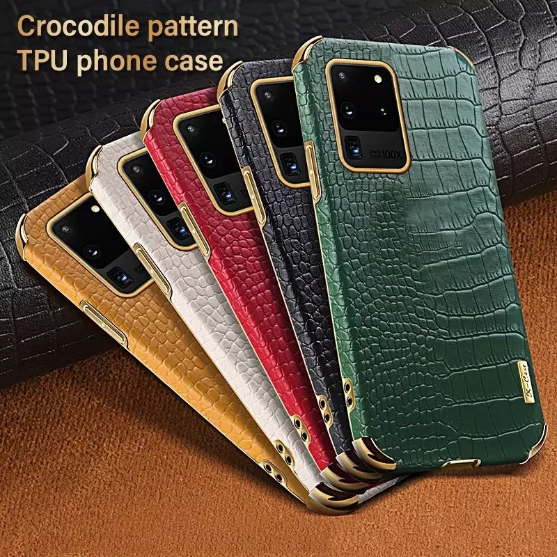 

Crocodile Leather Phone Case For Samsung Galaxy S20 S21 Ultra S20 Plus S21 FE Cover Lens Protection Shockproof Shell S21Ultra 5G