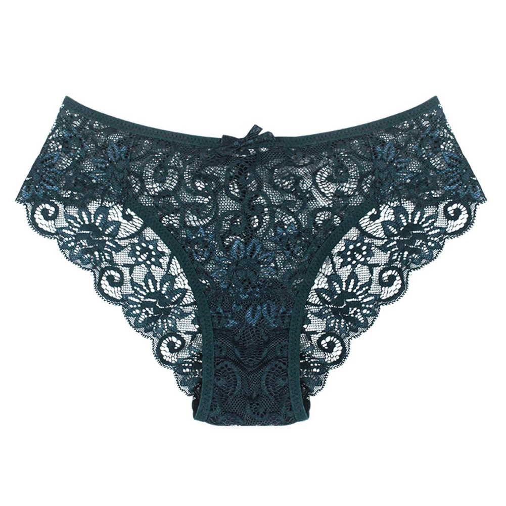 

Women Floral Lace Knickers Low Rise Thong See Through Lingerie Thin Sheer Briefs Solid Elasticity Panties Exquisite Underwear