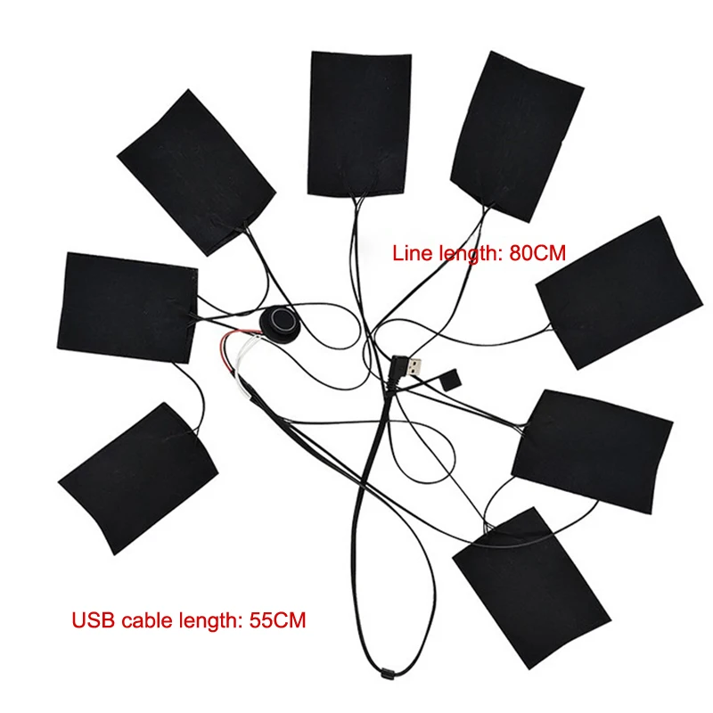 1 шт., 8 листов, 3 уровня, электрический обогреватель для ткани, USB-нагревательные подушечки, уличные термозимние грелки, жилет, подушечки для одежды с подогревом «сделай сам» (art.: 3920d37836664) - 3920d37836664