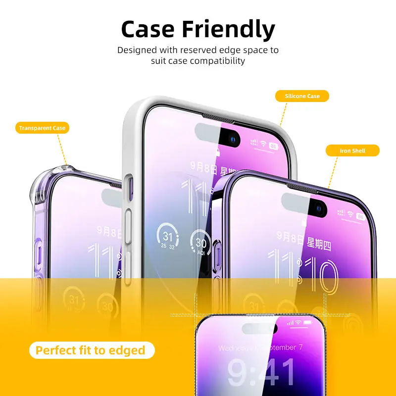 Закаленное стекло 9D с полным покрытием для iphone 14 13 12 11 Pro Max защита экрана