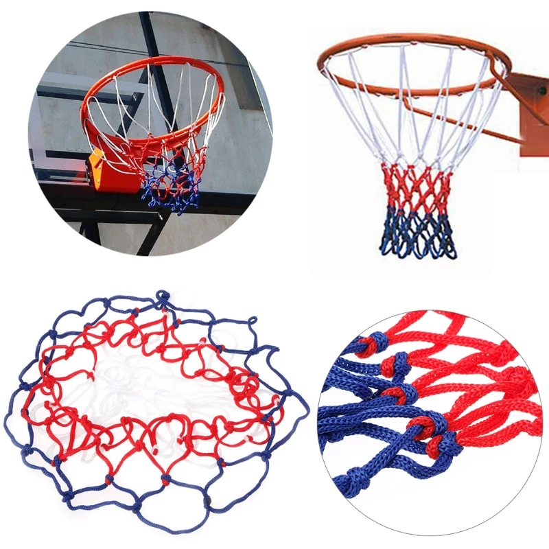 

General purpose 5mm red white blue durable basketball net nylon hoop goal hoop net standard basketball hoop