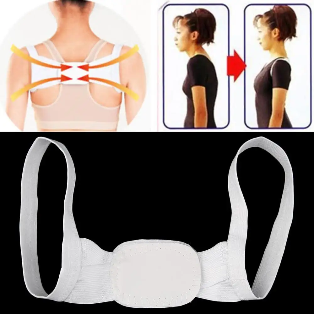 

Adjustable Therapy Posture Body Shoulder Support Belt Brace Back Corrector Braces & Supports Polyester White
