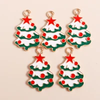 10pcs 17x30mm enamel christmas tree charms pendants for jewelry making necklaces earrings diy keychains crafts accessories