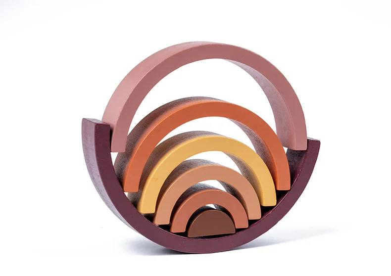 Монтессори деревянный Радужный блок укладки арочный мост баланс Игра цвет