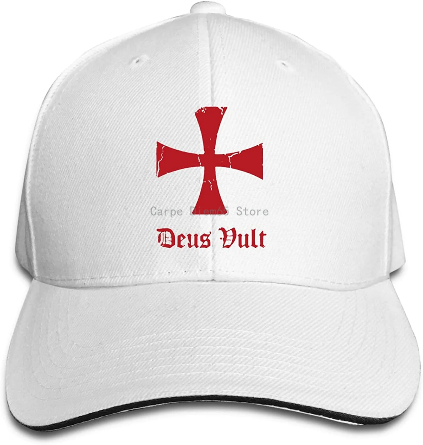 

Deus Vult Knights Templar Cross Peaked Baseball Cap Hat Baseball Sun Hat Sandwich Cap
