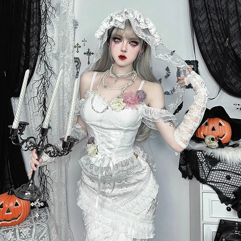 ReddaChic женский кружевной топ с цветочным принтом юбка-русалка комплект перчаток