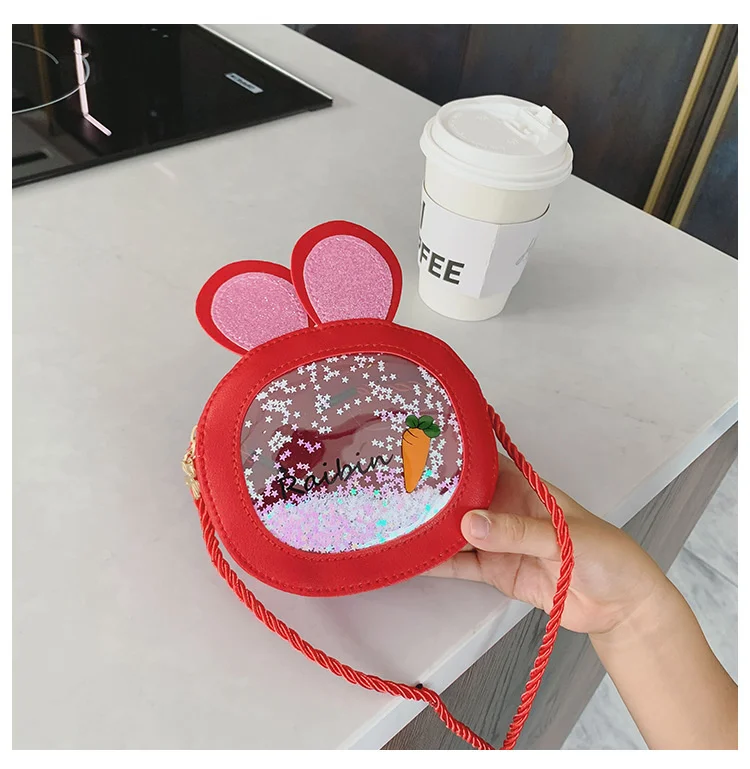 

2023 Children's Bag Cute Rabbit Ear Shoulder Bag Fashion Sequin Carrot Crossbody Women's Bag