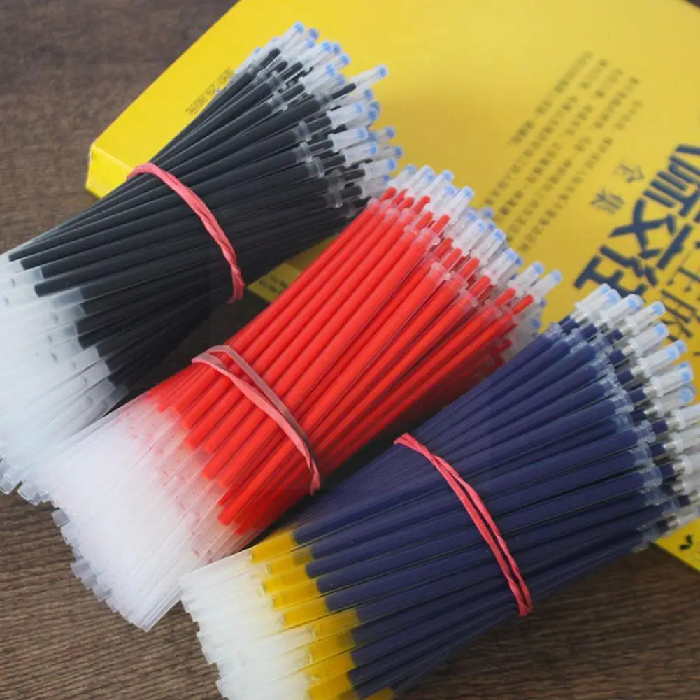 

100pc/set 0.5mm Gel Pen Refill Office Signature Rods Office Black Red Supplies School Writing Needle Handles Blue Stationer J9g2