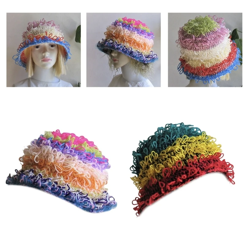 

Funny Crocheted Hat Halloween Casual Beanie Cap Y2K-Girl Hot Girls Picture Prop Knitted Hat Rainbow Hat for Winter