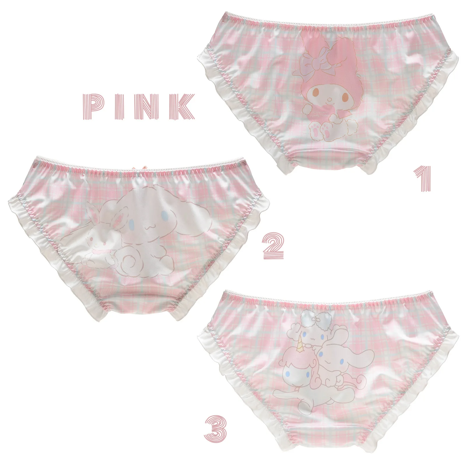 

Kawaii Sanrio Panties Mymelody Cinnamoroll Accessories Cute Beauty Sexy Plaid Low Waist Panties Anime Girls Gift