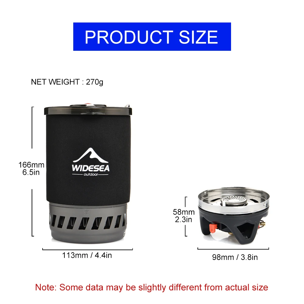 Widesea Camping Cooking System with Heat Exchanger Outdoor Gas Stove Burner Tourist Coffee Pot Cup Cookware Tableware Tourism