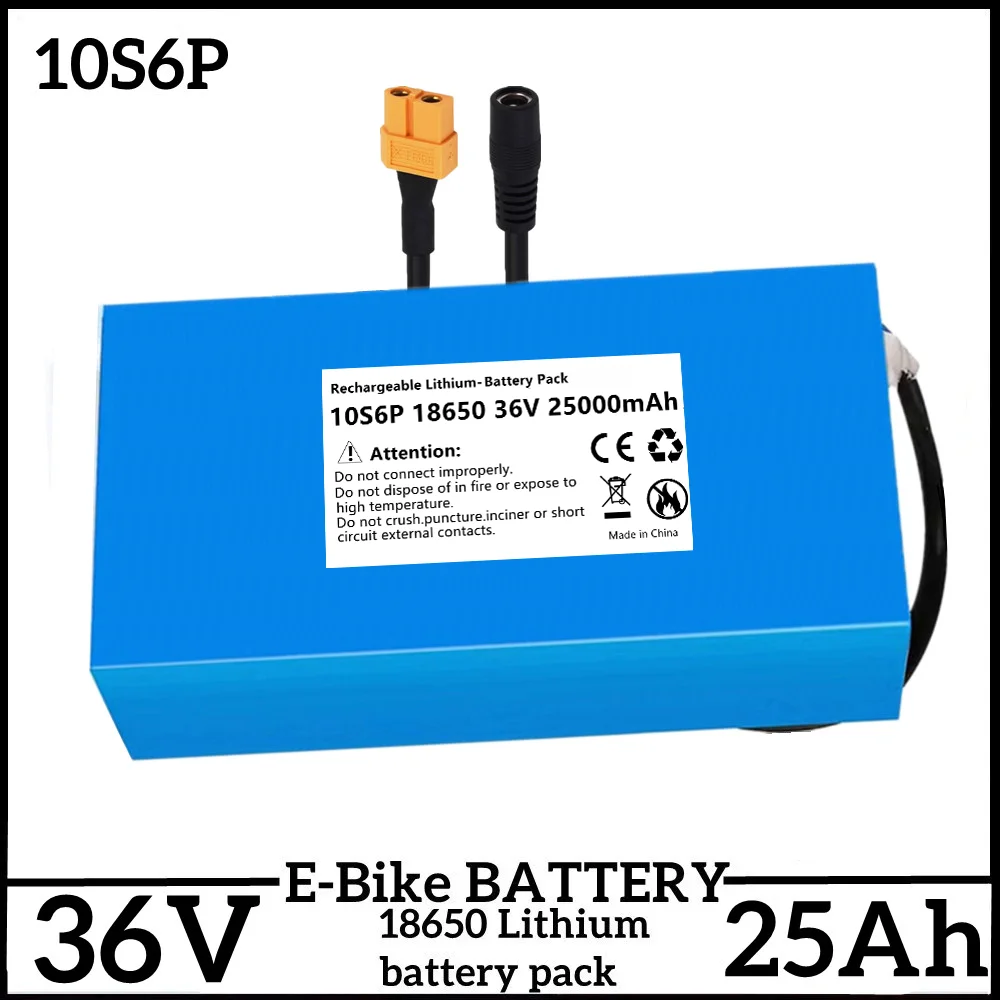 

Mountain Bike Li-ion Battery Pack 36V 25Ah ,10S6P High Power Li-ion Battery Pack with Charger and BMS for 500-1000W Motor 36V