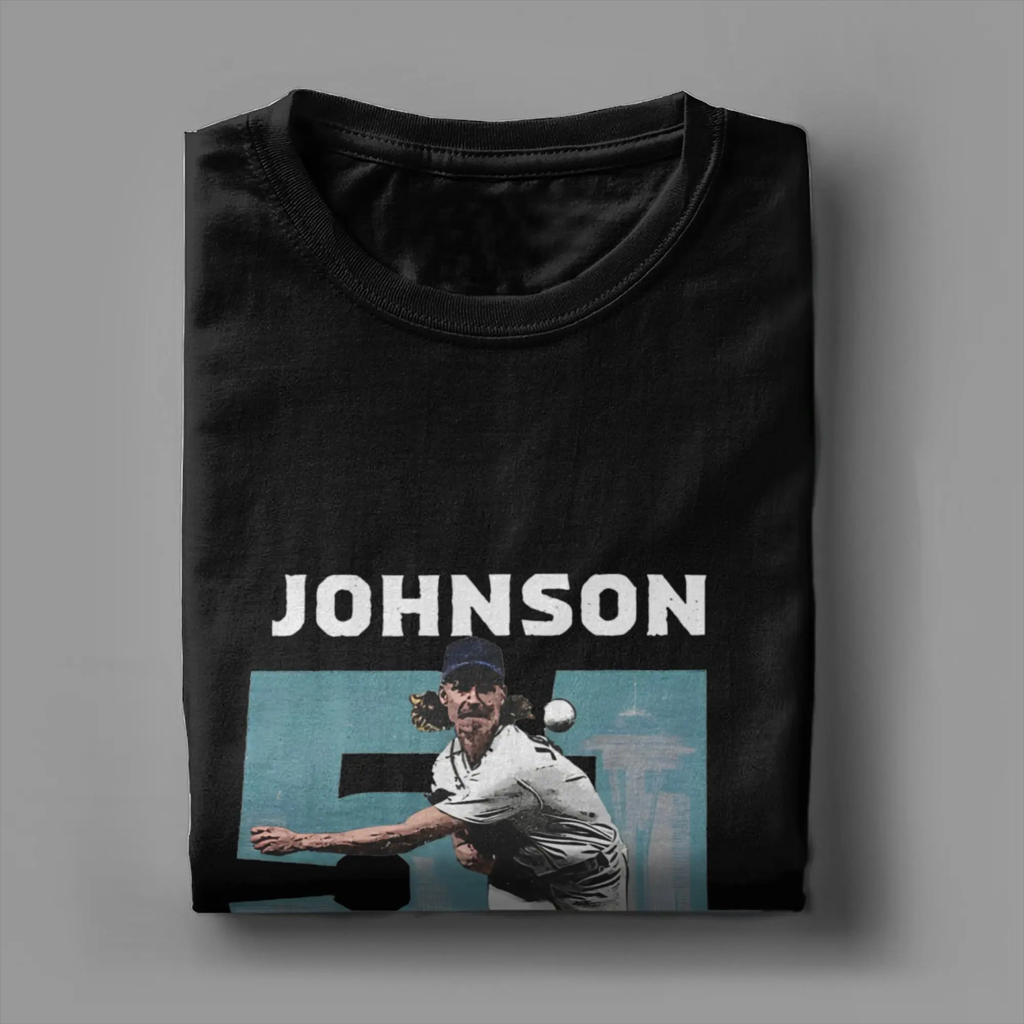 Мужская футболка Randy Johnson с номером хлопковая одежда забавные футболки короткими