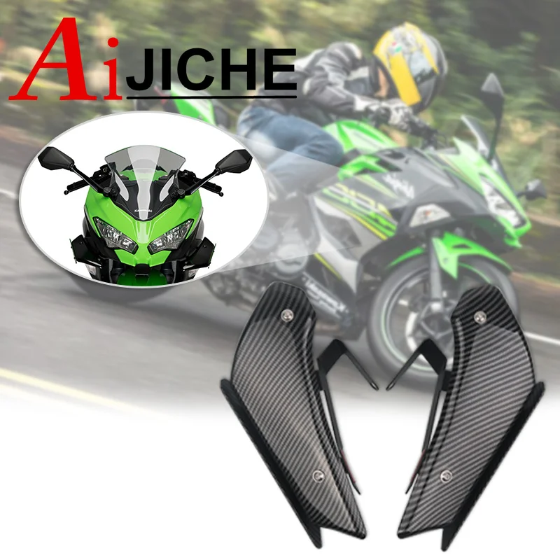 

Fit For KAWASAKI Ninja 400 DOWNFORCE SPOILERS 2018-2021 Motorcycle Fairing Parts Aerodynamic Wing Kit Fixed Winglet Fairing Wing