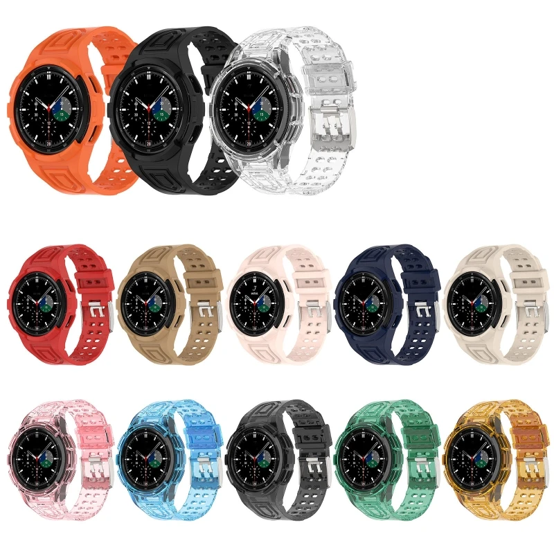 

Ремешок для часов со встроенным ремешком + мягкий чехол, совместимый с классическим браслетом GalaxyWatch 4 46 мм с ремешком против царапин и регул...