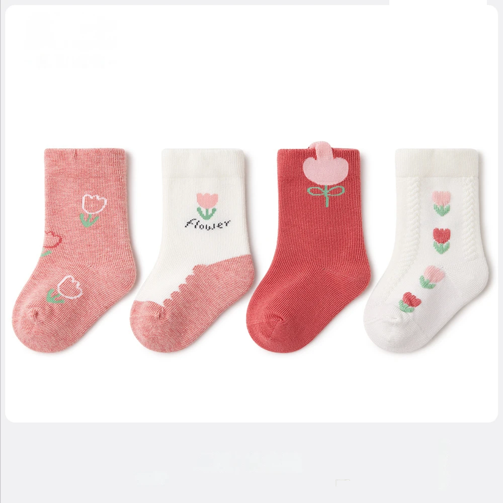 

4 пары/партия, нескользящие носки для новорожденных