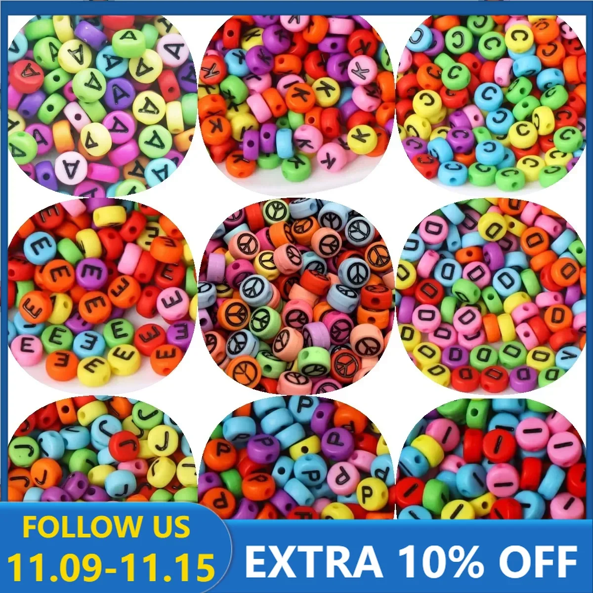 

100pcs 4x7mm Colored Round Acrylic Letter Beads Loose Spacer Alphabet Beads For Jewelry Making Bracelet Necklace DIY Accessories