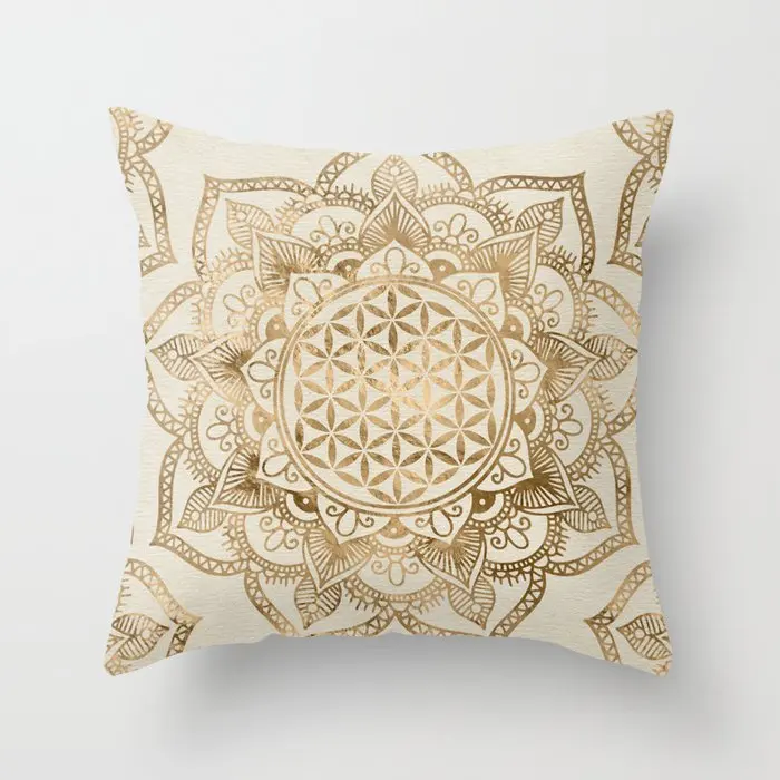 

Flower Of Life In Lotus Pastel Golds And Canvas Pillowcase Decorative For Sofa Pillow Chair Car Cushion Cover Home Decoration
