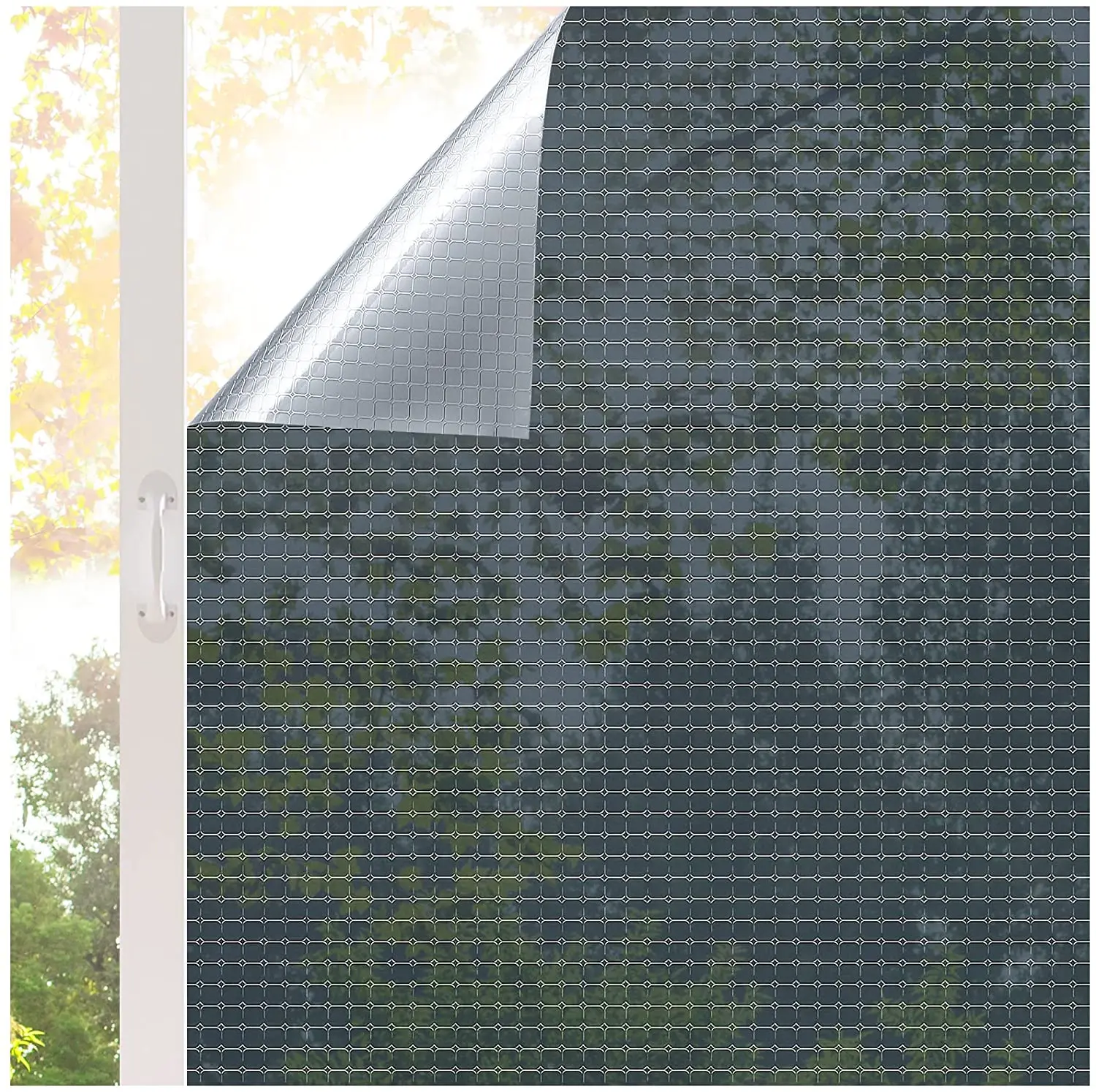 

One-Way Window Film Privacy Static Cling Non-Adhesive Mirror Glass Film Heat Control Anti UV Reflective Window Tint for Home