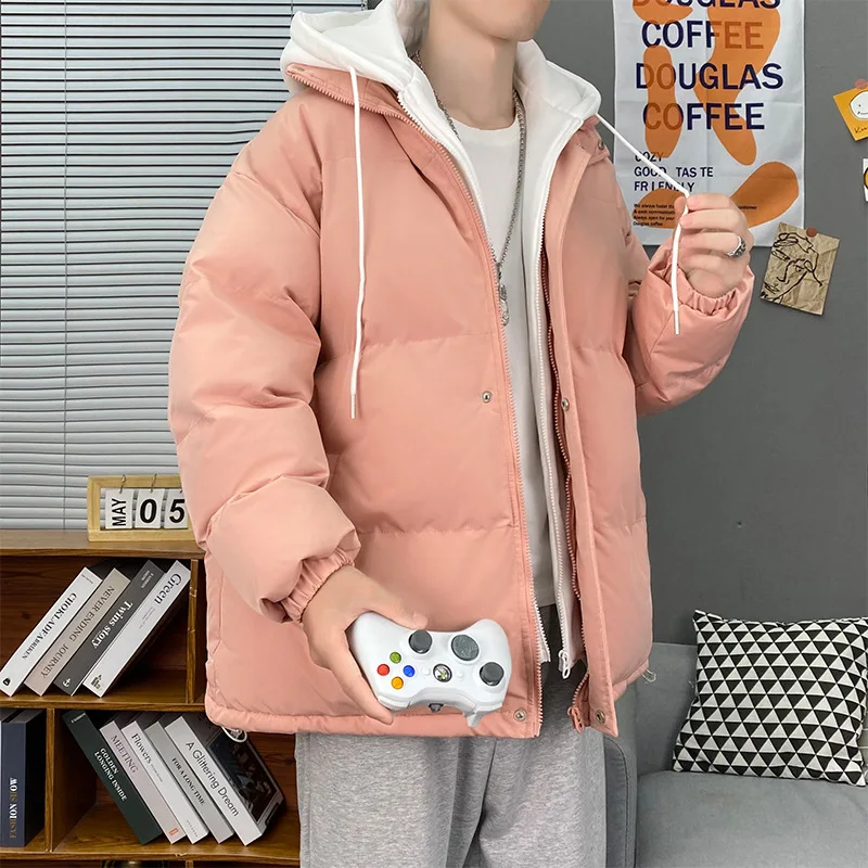 Thick Mens Winter Jackets Korean Fashion Slim Parkas Jacket Men Outwear Coats Solid Stand Collar Windbreak Cotton Padded Jacket