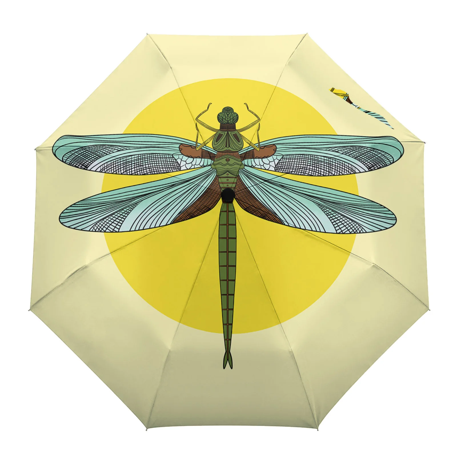 Автоматический складной зонт-дождевик с восемью косточками и желтым ...