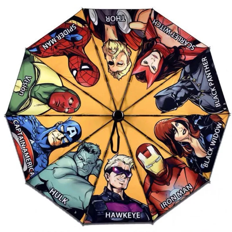 

Marvel AnimeAvengers Alliance Fully Automatic Sunny and Rain Dual-use Folding Umbrella Cartoon Iron Man Vinyl Sunscreen Sunshade