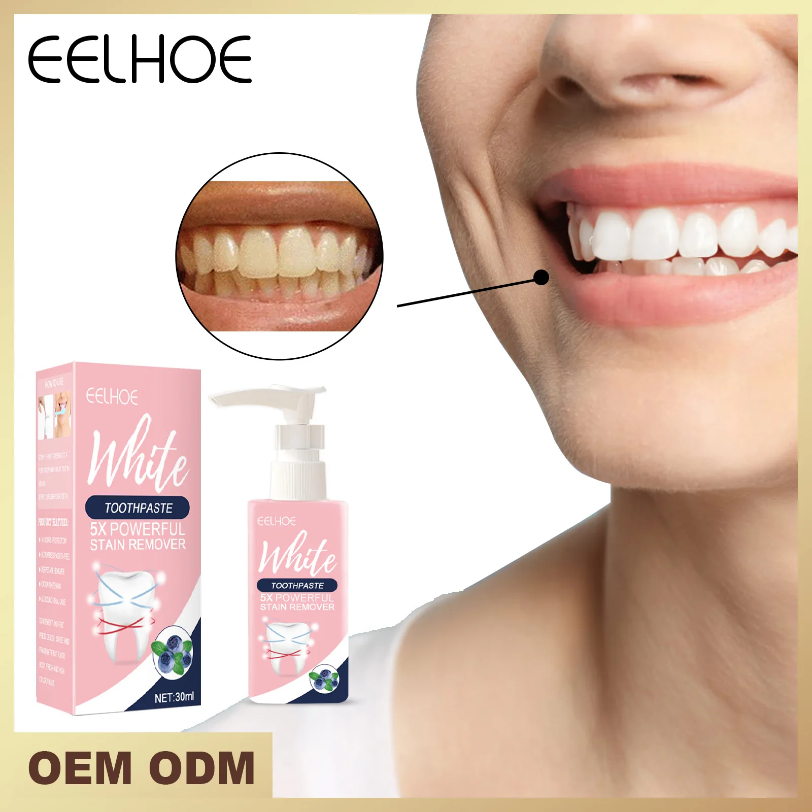

Eelhoe Blueberry Toothpaste Press Type Strong Stain Removing Whitening Toothpaste Fresh Breath Flavor Fluoride Free Toothpaste