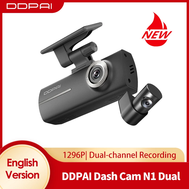 DDPAI Dash Cam N1 Dual Front & Rear Recording NightVIS 1296P Dash Cam Recorder