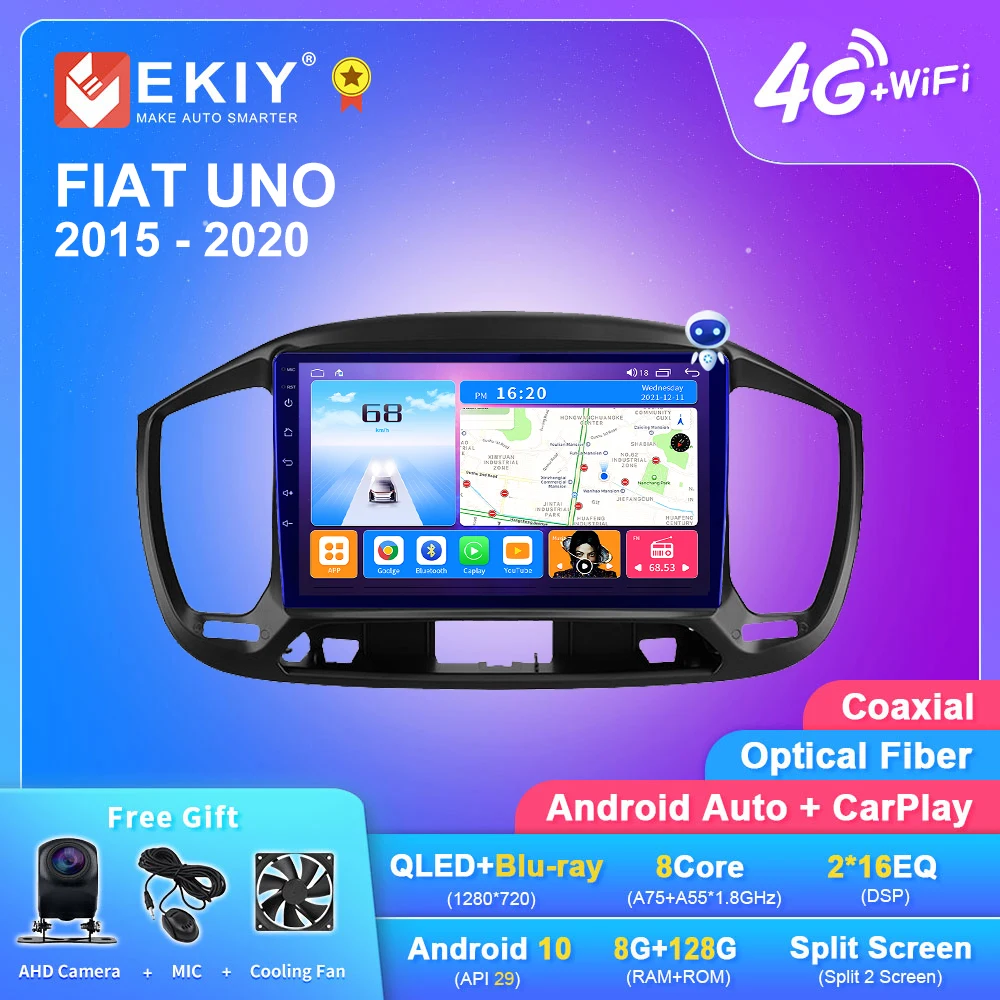 

EKIY T7 QLED DSP Android Auto Radio For FIAT UNO 2015- 2020 GPS Navi Car Multimedia Video Player Stereo Carplay BT 2 Din DVD HU