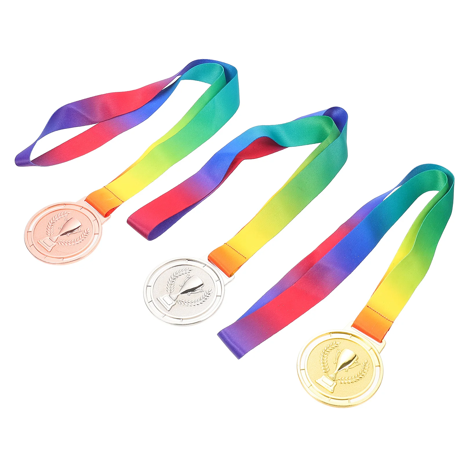 

3 Pcs Basketball Trophy Medal Competition Medals With Ribbon Universal Zinc Alloy Winner Metal Student
