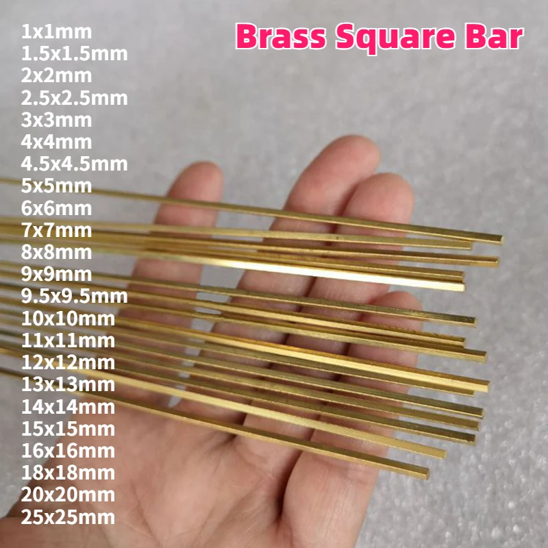

1-4 шт., длина 500 мм, латунный квадратный стержень 1x1,5x1,5/2x2/3x3/4x4/4,5x4,5/5x5/6x6-25x25 мм, тонкий маленький квадратный декоративный медный стержень