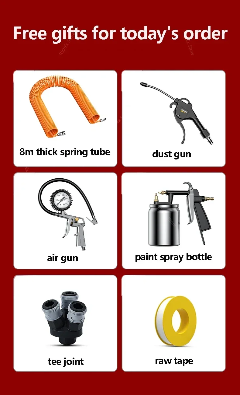 Воздушный компрессор небольшой 220 В 3180 Вт безмасляный бесшумный воздушный насос