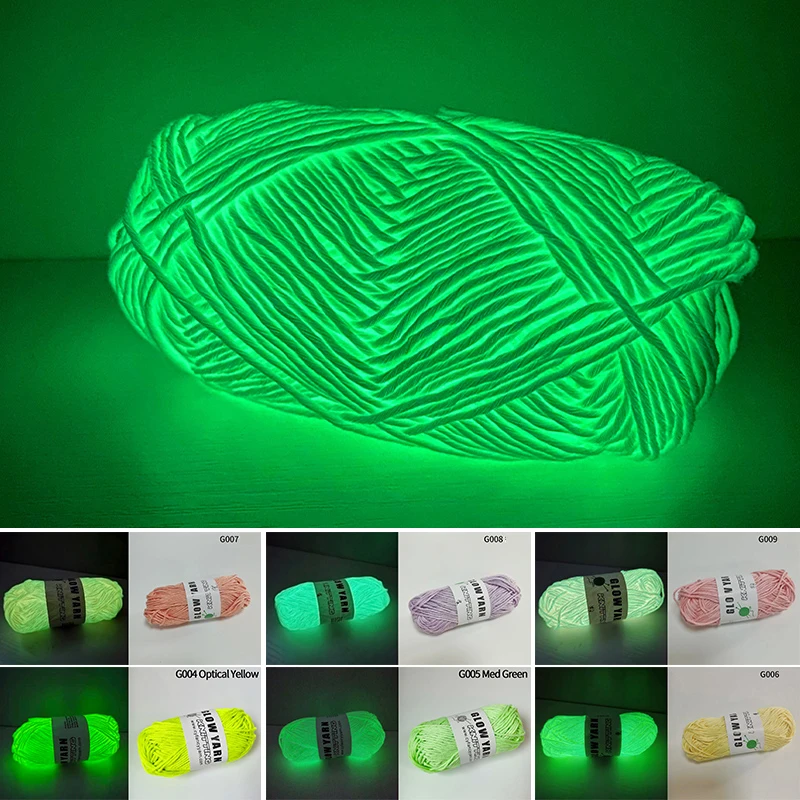 

Novel Functional Yarn Glow In The Dark Polyester Luminous Chunky Yarn 2mm Hand Knitting Carpet Sweater Hat DIY Knitting Wool