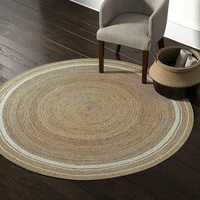 rug jute natural reversible round 100handmade rug braided modern rustic look floor decoration