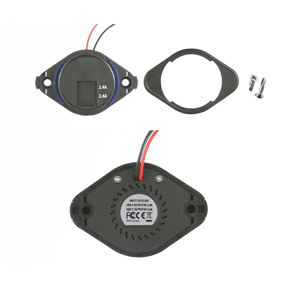 

Socket USB Charger For Car Motorcycle 12-24V 24W 5V-4.8A Black Outlet For Most DC 12V-14V Motorcycle Brand New