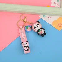 creative cartoon fruit panda key chain personality cute couple bag pendant small gift car key chain wholesale