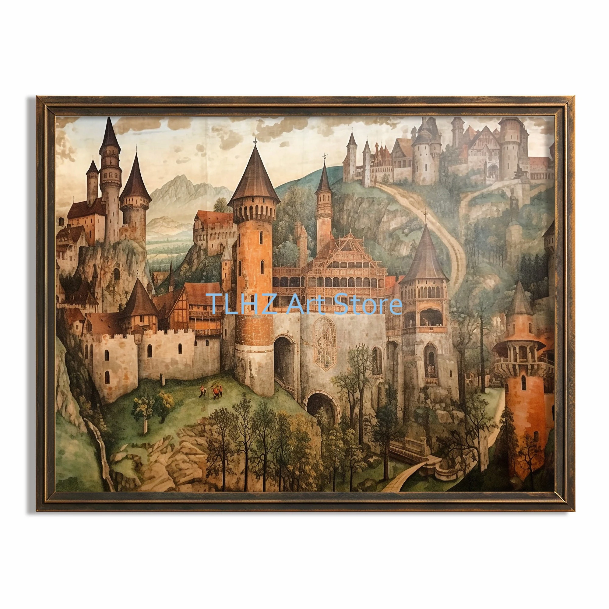 

Картина на холсте замок в стиле ретро