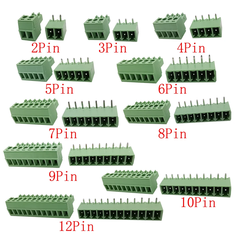 5 пар 15EDG 3,81 мм KF2EDG 3,81 мм шаг PCB винтовая Клеммная колодка коннектор Прямоугольный штекер-контактный разъем 2P-12Pin
