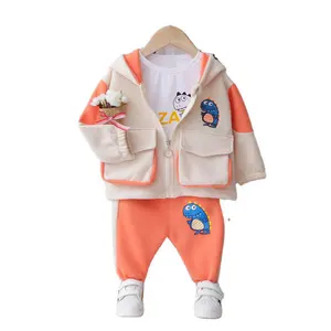 Детская одежда с капюшоном с героями мультфильмов одежда для мальчиков весна-осень, одежда для маленьких мальчиков пальто на молнии с длинными рукавами + Топы + штаны, одежда для детей