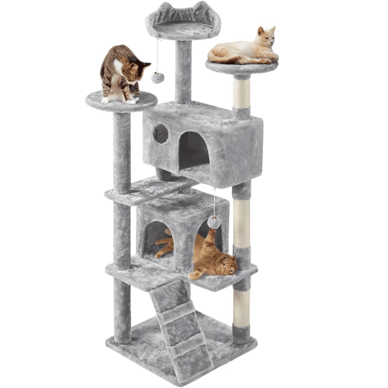 

61.5inch Cat Tree Tower Condo for Kittens, Light Gray