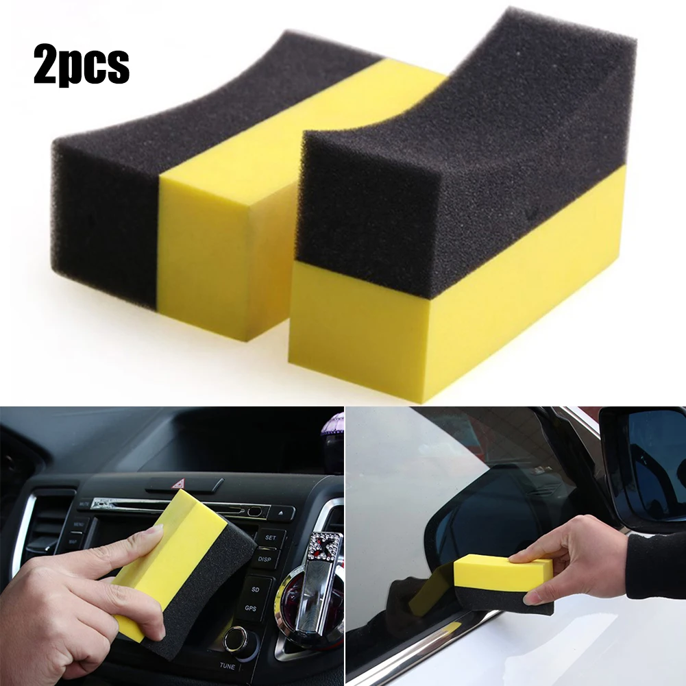 

2Pcs Car Wheel Tire Wash Suction Sponge Pad Wax Polishing Cleaning Sponge Brush 10*6*3.5cm Car Tire Cleaning Sponge