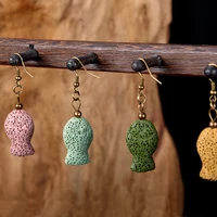 natural stone volcanic lava colorful delicate fish shaped earrings hypoallergenic needle jewelry accessories fashion creative