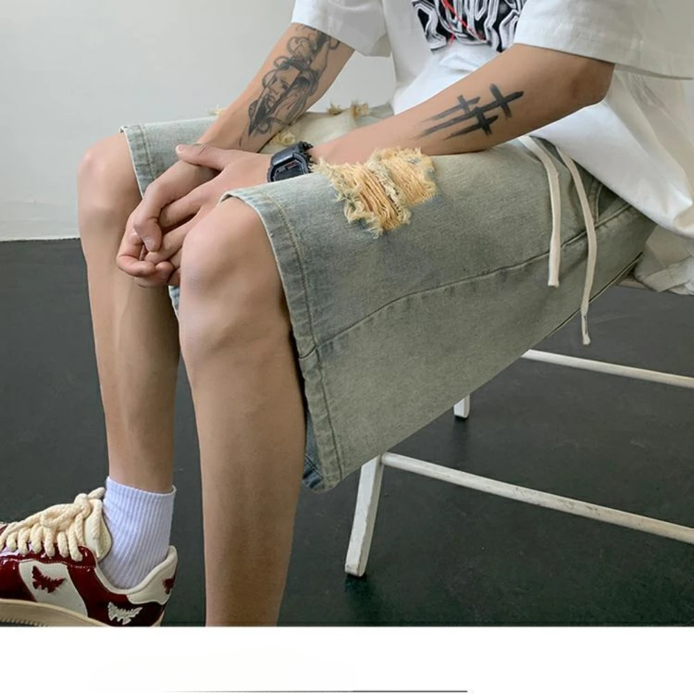 YIGUDAR мужские рваные джинсовые шорты